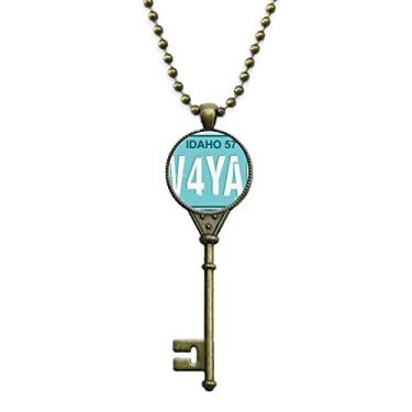 Imagem de DIYthinker Colar de chave com número de placa de licença de carro americana americana com corrente enfeitada