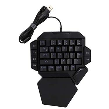 Imagem de Teclado, portátil compacto luz negra Teclado mecânico de uma mão sem driver Função de gravação de macro preta para casa para jogos
