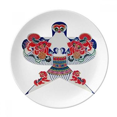 Imagem de Prato tradicional chinês com padrão de pipa de porcelana decorativa Salver louças de jantar