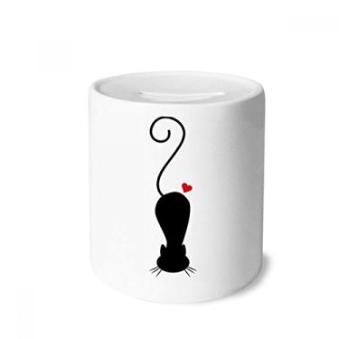 Imagem de DIYthinker Caixa para dinheiro em forma de coração com formato de gato e porta-moedas de cerâmica para presente de cofrinho