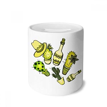 Imagem de DIYthinker Sombrero Cacto do deserto do México Mexicano Caixa de Moedas de Cerâmica Porta-Moedas Presente