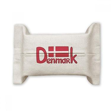 Imagem de Bolsa de linho de algodão com estampa vermelha da bandeira nacional Demark