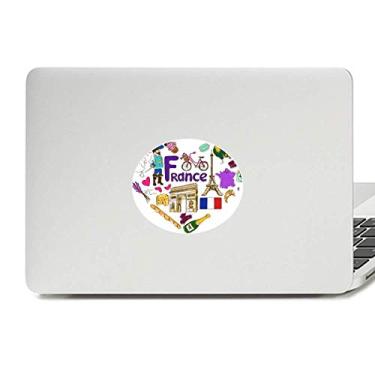 Imagem de Adesivo de notebook com emblema de vinil da bandeira nacional da França Love Heart Landscap