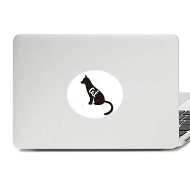 Imagem de Adesivo de gato preto e branco com emblema de animal de vinil gráfico para notebook