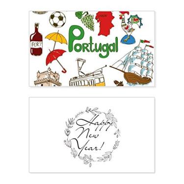 Imagem de Cartão de felicitações de Ano Novo Bandeira Nacional de Portugal Landscap Animais mensagem presente