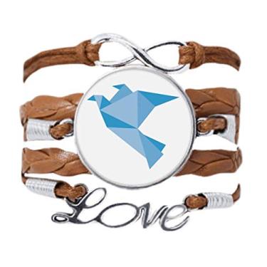Imagem de DIYthinker Pulseira com estampa de pombo azul abstrata Origami Love Chain Ornamento Pulseira Presente