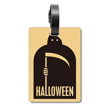 Imagem de Bolsa de mala Azrael preta de Halloween, etiqueta para cartão de bagagem