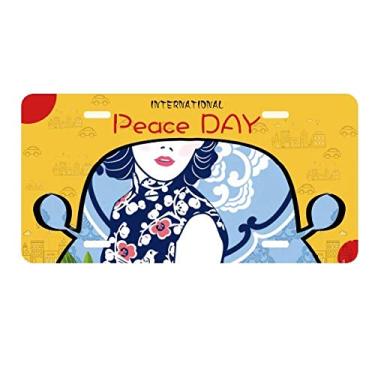 Imagem de DIYthinker Placa de licença feminina flor azul cultura chinesa etiqueta decoração de carro dia da paz