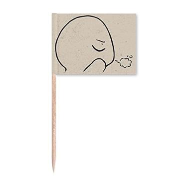 Imagem de Sinalizadores de palitos de desenho animado rosto expiratório olhos fechados, enfeite de festa