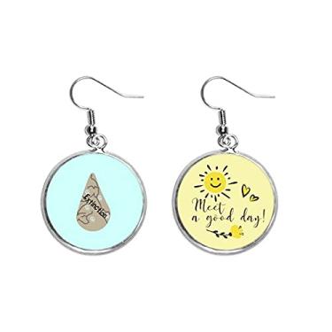 Imagem de Economia de água, presente Art Déco, moderno, gota, sol, flor, brinco, bijuteria, moda