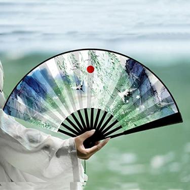 Imagem de XIALON 1 ventilador dobrável de 23 cm estilo chinês antigo Hanfu ventilador masculino estilo chinês fantasia antiga fã estudante menino fã