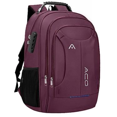 Imagem de Mochila Bolsa Masculina Feminina Notebook Reforçada Anti Furto Semi Impermeável Escolar Faculdade Trabalho Viagem Resistente Executiva Cabo De Aço Saída Usb SAÍDA Fone DE OUVIDO (ROXA)