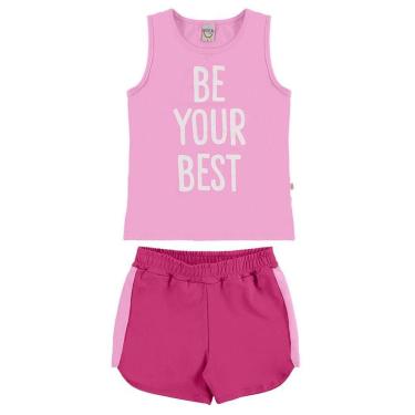 Imagem de Conjunto Infantil Menina Regata E Short Rosa Corrida UV50+DRY-Feminino