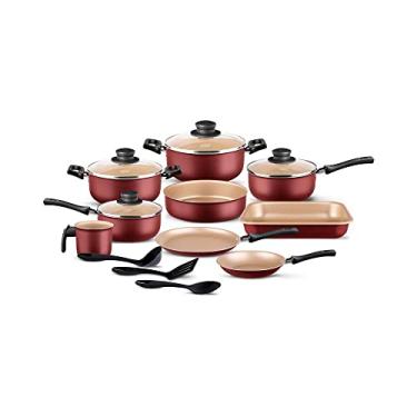 Imagem de Conjunto Jogo de Panelas 12 Peças Alumínio Frigideira, Caçarola, Leiteira, Concha, Espátula Seletta Cereja MTA - 8838