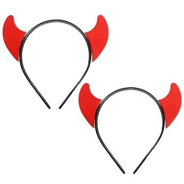 Imagem de Kit 2 Tiara de Diabinha Vermelha p/Festa Carnaval Halloween Adulto e Infantil