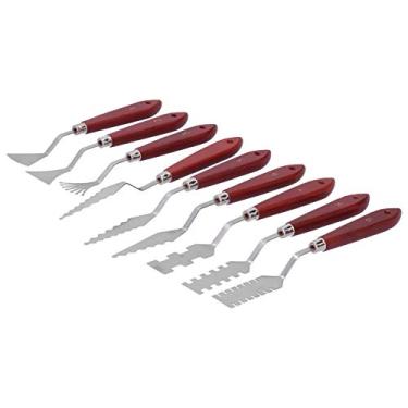 Imagem de Conjunto de Faca de Paleta de 9 Peças para Mistura e Raspador Acrílico, Espátula de Arte de Pintura a óleo Com Cabo de Madeira