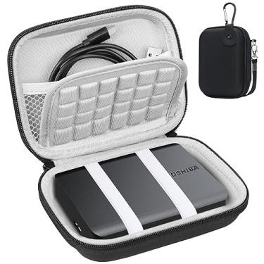 Imagem de Lacdo Estojo de transporte para disco rígido Toshiba Canvio Basics/Canvio Flex/Advance/Gaming Disco rígido externo portátil 1 TB 2 TB 3 TB 4 TB HDD de 2,5 polegadas, À prova de choque, Preto + Cinza
