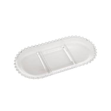 Imagem de Petisqueira Oval com 3 Divisórias Wolff Gourmet em Cristal Transparente - 30 cm