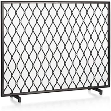 Imagem de Protetor De Lareira Tela Preta Para Lareira, Cobertura De Rede Protetora Contra Faíscas De Ferro De Lado Único Independente, Sala De Estar Porta Incêndio De Segurança Para Cães E Gatos Para Crianç