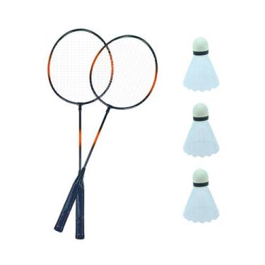 Imagem de Kit Jogo Badminton Com 2 Raquetes + 3 Petecas + Bolsa - Zein