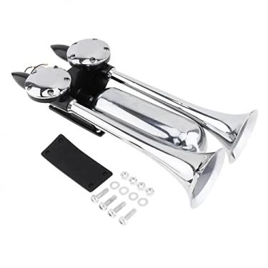 Imagem de Buzina de ar super alta universal 12 ~ 24 V 100 ~ 115 db Compressor de ar barulhento super forte buzina de ar dupla trompete para carro, caminhão, barco, trem e veículo kit de buzinas