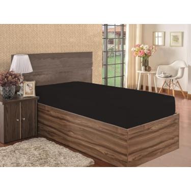 Imagem de Lençol Solteiro Avulso Com Elástico Tecido Microfibra Lisa (PRETO)
