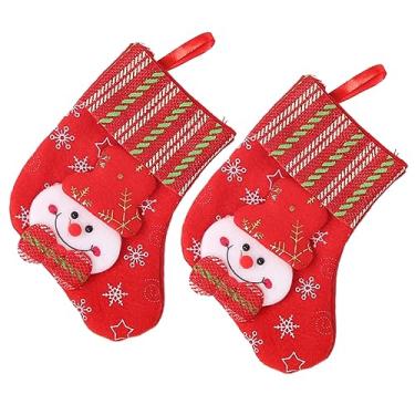 Imagem de ABOOFAN 2 Peças Pingente De Meia De Natal Sacos De Doces De Natal Decoração De Natal Meias De Natal Decoração Engraçada Meias De Natal Meias De Natal Pano Escovado Presente Clássico