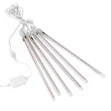 Imagem de Cascata Chuva de Neve 180 LEDs Natal 6 Tubos Natalino Pisca Pisca Decoraçao Queda Gelo