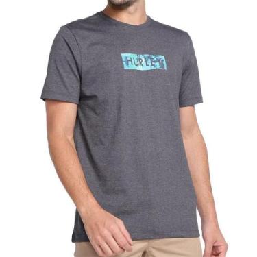 Imagem de Camiseta Hurley Silk Box Smoke Masculina Preto Mescla