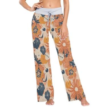 Imagem de Linda calça de pijama com estampa de flores de outono para mulheres algodão macio roupa noturna para impressão de primavera PP, Linda estampa de flor de outono, X-Large