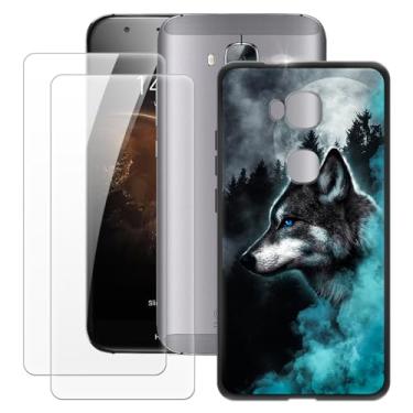 Imagem de MILEGOO Capa para Huawei Ascend G8 + 2 peças protetoras de tela de vidro temperado, capa ultrafina de silicone TPU macio à prova de choque para Huawei GX8 (5,5 polegadas)