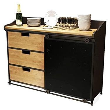 Imagem de Aparador moderno de madeira armário buffet cozinha armazenamento aparador buffet servidor armário armário para sala de jantar entrada sala de estar quarto (cor: preto tamanho: B)