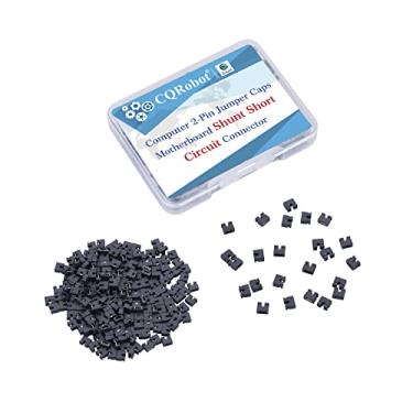 Imagem de CQRobot 200 peças de tampas de jumper de computador padrão preto pino de derivação curto-circuito conector de 2 pinos topo aberto 2,0 mm. para Arduino Raspberry Pi PCB PC DVD HDD placa mãe