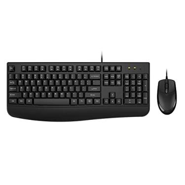 Imagem de Combo de teclado e mouse com fio EDJO, teclado ergonômico de tamanho completo com descanso para as mãos e mouse óptico com fio para Windows, Mac OS, desktop/laptop