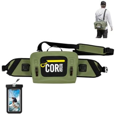 Imagem de Pochete impermeável | Bolsa de cintura de 8 L com zíper hermético | para caiaque, rafting, passeios de barco, natação, acampamento, caminhadas, paddleboarding, pesca | com capa de telefone impermeável IPX8, Verde, One Size, Pochete