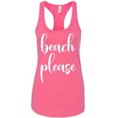 Imagem de Beach Please Camiseta regata feminina divertida com costas nadador, rosa, GG