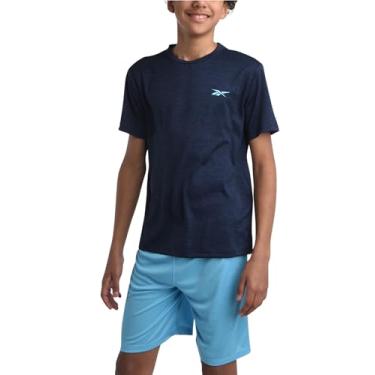 Imagem de Reebok Conjunto de shorts ativos para meninos - camiseta de desempenho de 2 peças e shorts de ginástica de basquete (8-12), Turquesa, 12