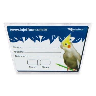 Imagem de Porta Nome Calopsita Acrílico Ficha Crachá Identificação Marcação Anel Criador Macho Fêmea Criação Placa Identificação Plaquinha Personalizada Passarinho