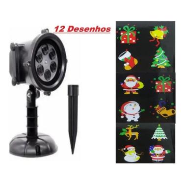 Imagem de Refletor espeto de natal laser jardim casa 12 desenhos noel