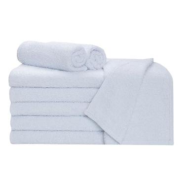 Imagem de Kit 10 Toalha de Rosto Para Barbearia e Salão de Beleza 100% Algodão 365g/m² Linha Profissional - Brancas