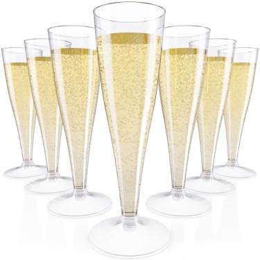 Imagem de JOLLY CHEF Pacote com 100 taças de champanhe de plástico descartáveis de 130 ml, taças de champanhe de plástico transparente adequadas para casamento, Dia de Ação de Graças, Natal