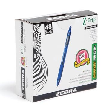 Imagem de Zebra Pen Caneta esferográfica retrátil Z-Grip, ponta média, tinta azul, pacote com 48 (22248)