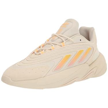 Imagem de adidas Originals Tênis feminino Ozelia, Branco creme/areia estrata/laranja ácido, 38