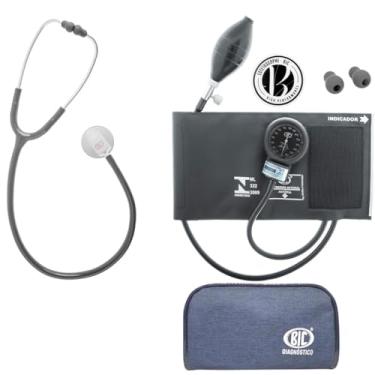 Imagem de Kit Aparelho Pressao Adulto + Estetoscopio Standard Cinza - Bic - 05 Anos de Garantia