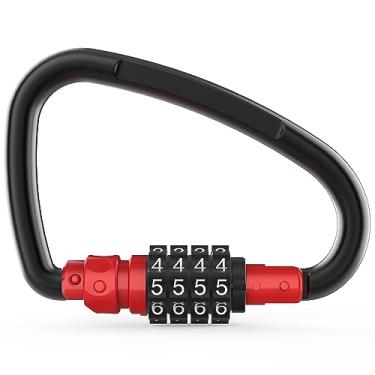 Imagem de Trava de combinação de mosquetão grande, mosquetão com trava para uso externo, rede e gancho giratório, bolsa, capacete antifurto, escalada, correntes, tiras, 10 cm 25 kn, triângulo, anel D