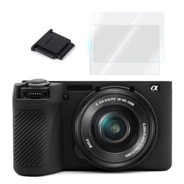 Imagem de VOVMOEYA Kit de acessórios de capa de câmera A6700 – Capa protetora de silicone para Sony Alpha 6700 [Preto] e protetor de tela LCD para Sony A6700 [2 unidades] e capa para câmera Hot Shoe para Sony