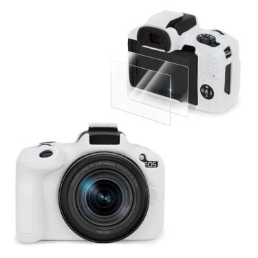 Imagem de VOVMOEYA Kit de acessórios de capa para câmera Canon EOS R50 [com 2 filmes LCD temperados], capa protetora de silicone EOS R50, capa para câmera digital, sensação de aderência aprimorada, leve, 9H