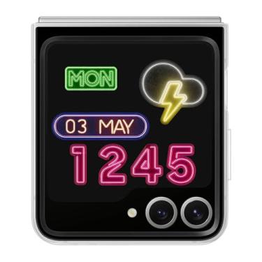 Imagem de Samsung Capa para celular Galaxy Z Flip 7 FE, 6 Flipsuit, capa protetora com cartão interativo, intercambiável, luzes LED, designs personalizáveis que respondem ao movimento e ao toque, versão dos EUA