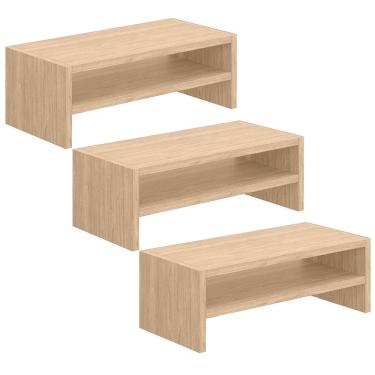 Imagem de Kit 03 Suportes Stand Para Monitores Mesa Escritório Home Office Lap L03 Amadeirado - Lyam