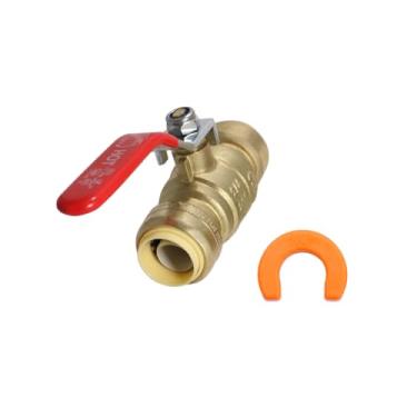 Imagem de 5 peças XFITTING Push Fit 3/4 polegadas x 3/4 polegadas Push Fit válvula de esfera vermelha com 1 clipe, quente, 28-2-3 = 5W.1C